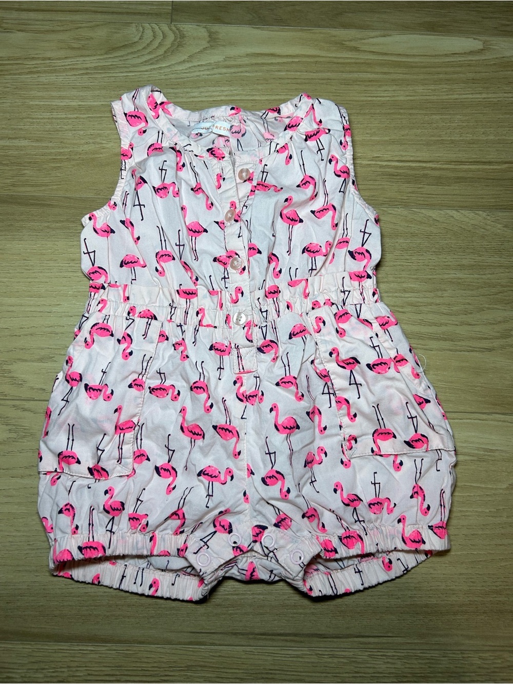 Joe Fresh White Romper with Pink Flamingo Print